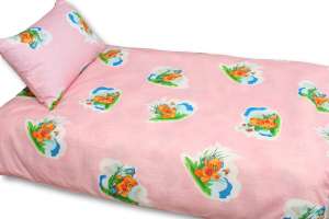 Детское постельное белье Альвитек в кроватку Мишка на лугу поплин